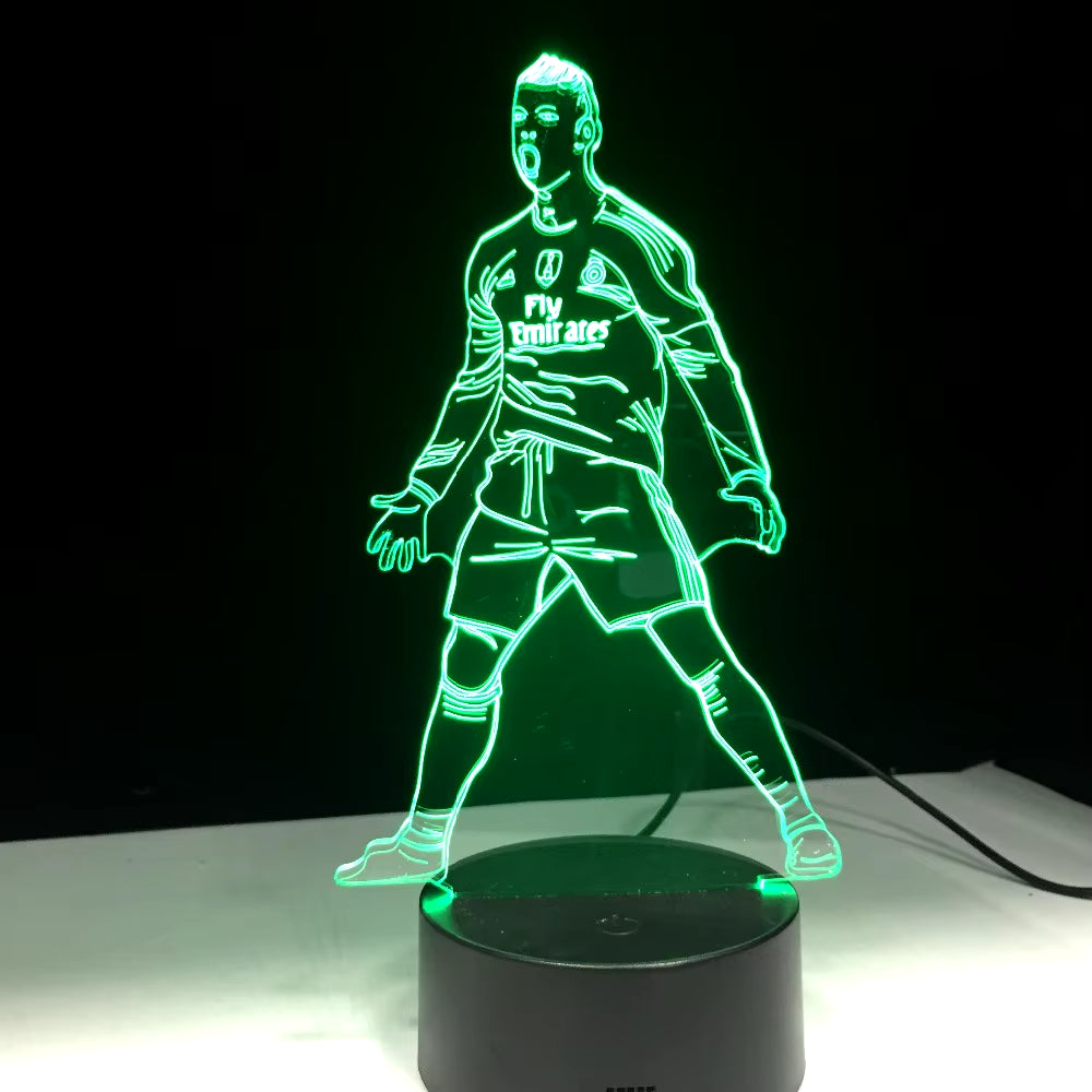 Football Soccer Player 3D Lamp Model Acrylic Panel 7 Colors Change LED Base Night Light New Year Gift Family Decoration Dropship