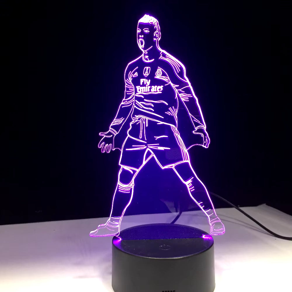 Football Soccer Player 3D Lamp Model Acrylic Panel 7 Colors Change LED Base Night Light New Year Gift Family Decoration Dropship