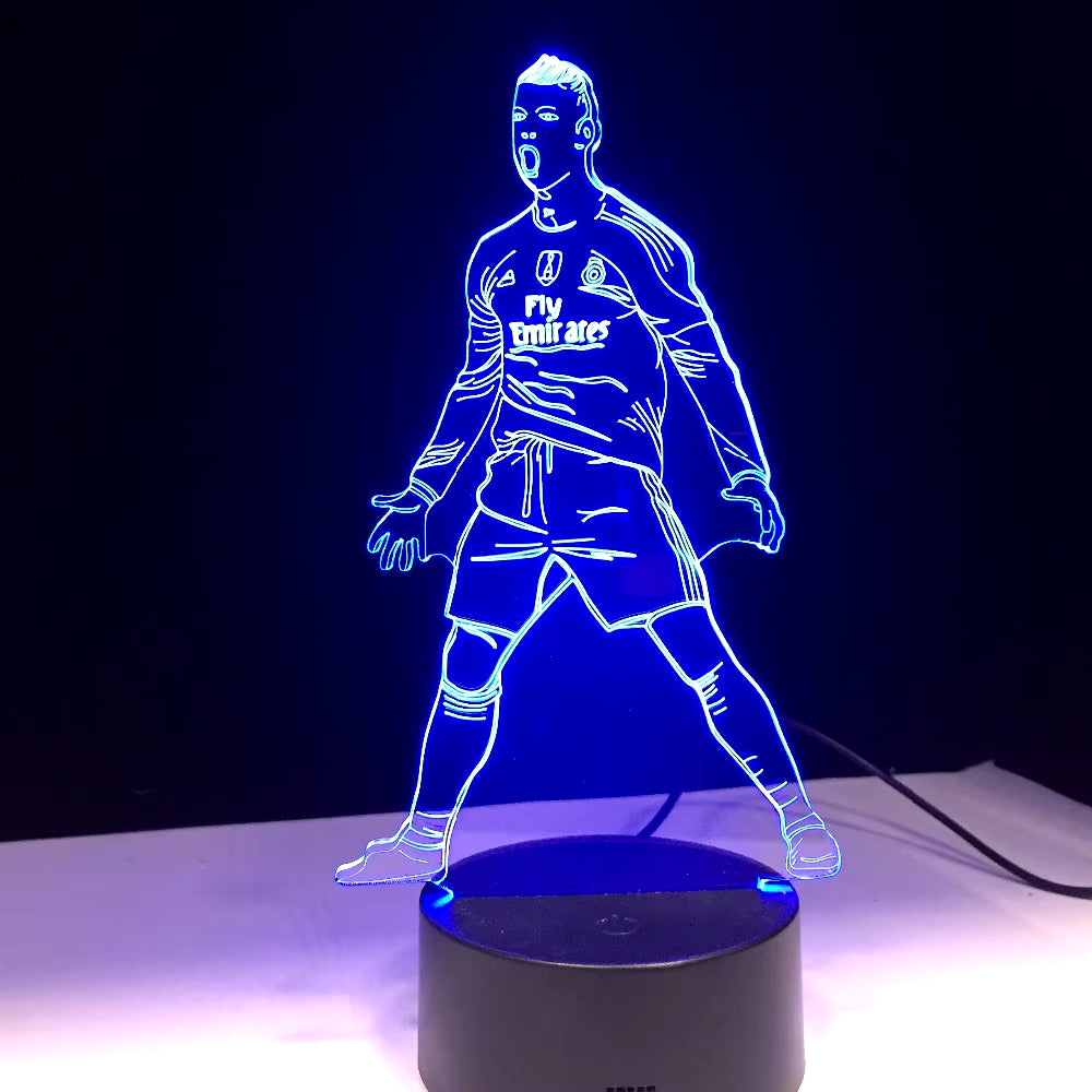 Football Soccer Player 3D Lamp Model Acrylic Panel 7 Colors Change LED Base Night Light New Year Gift Family Decoration Dropship