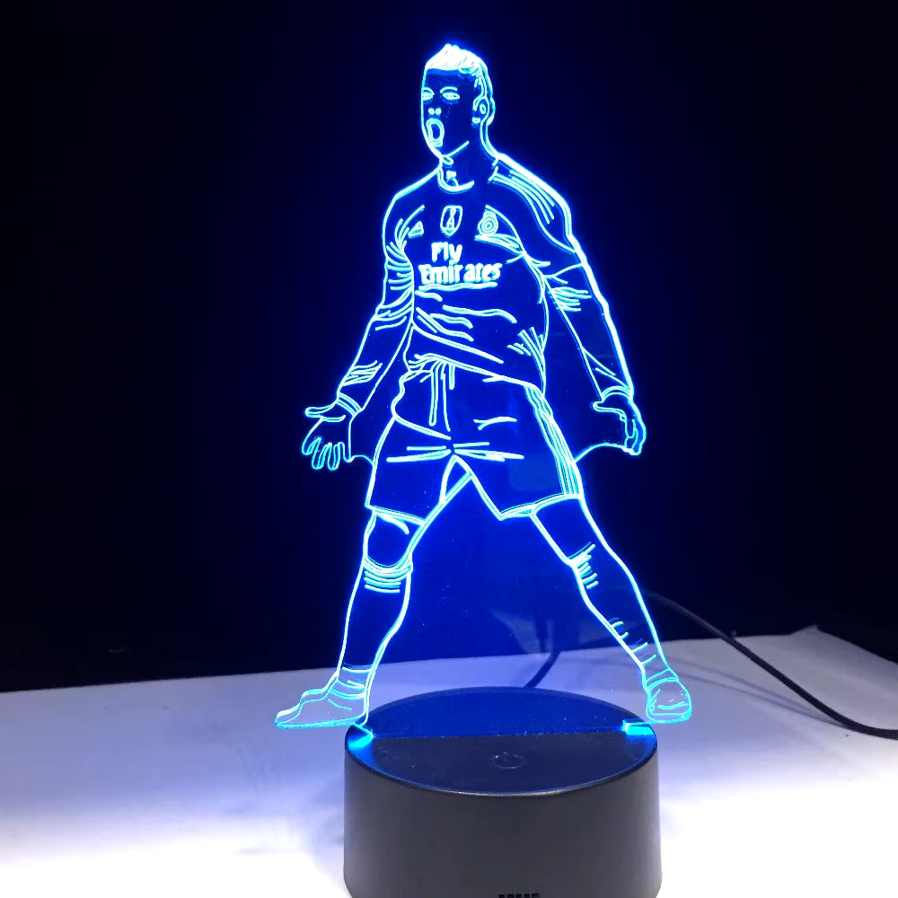 Football Soccer Player 3D Lamp Model Acrylic Panel 7 Colors Change LED Base Night Light New Year Gift Family Decoration Dropship