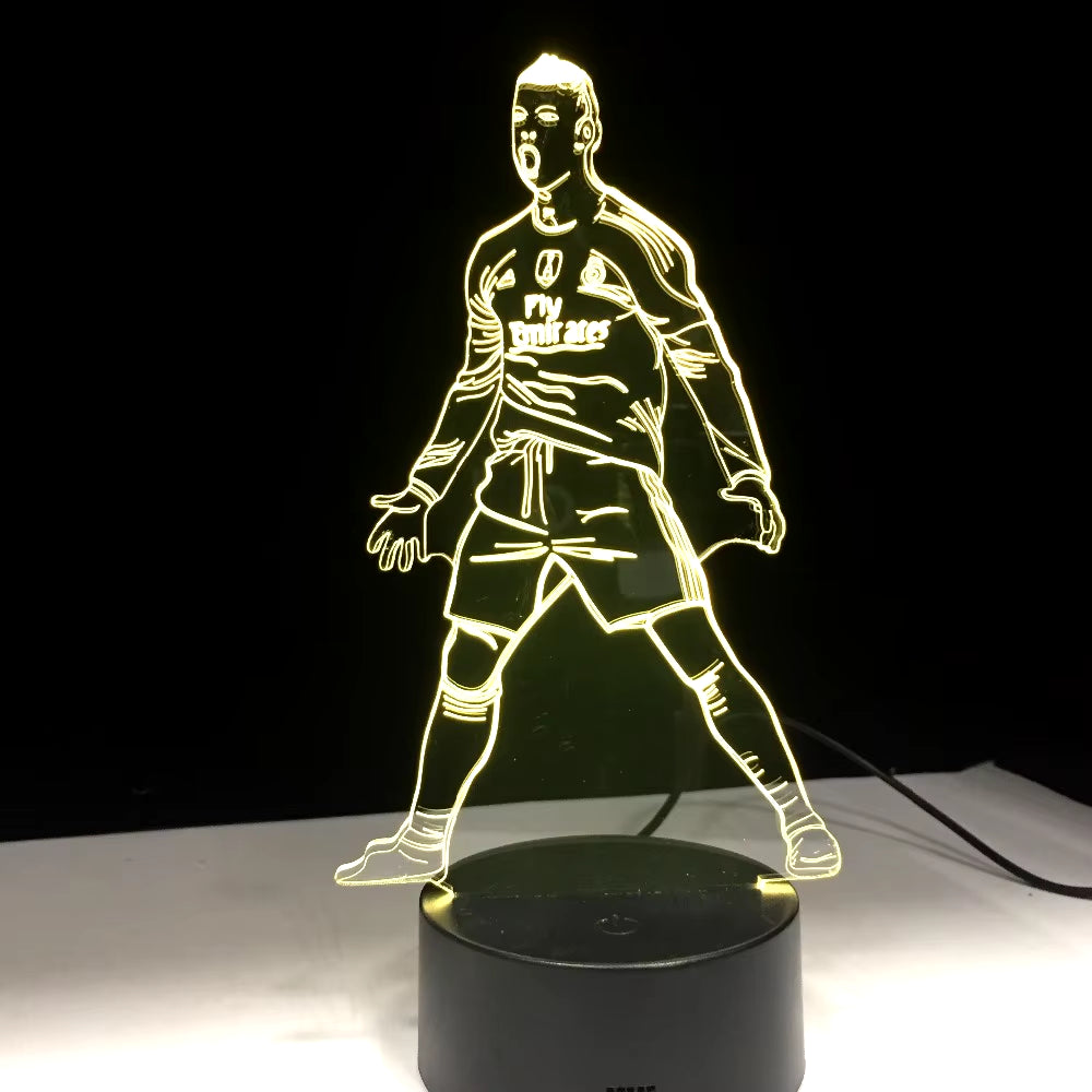 Football Soccer Player 3D Lamp Model Acrylic Panel 7 Colors Change LED Base Night Light New Year Gift Family Decoration Dropship