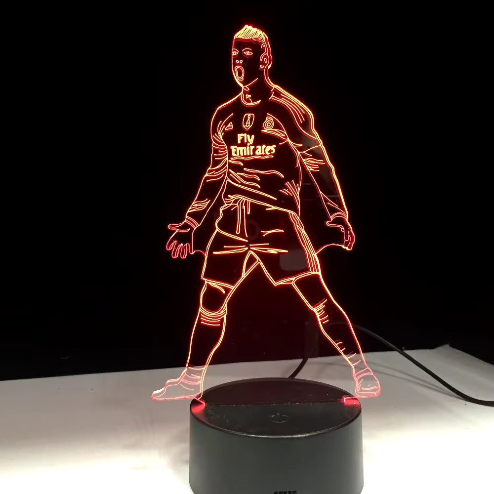 Football Soccer Player 3D Lamp Model Acrylic Panel 7 Colors Change LED Base Night Light New Year Gift Family Decoration Dropship